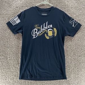 Grunt Style Tiny Bubbles Brewery T-Shirt Mens Medium Blue Military Cotton